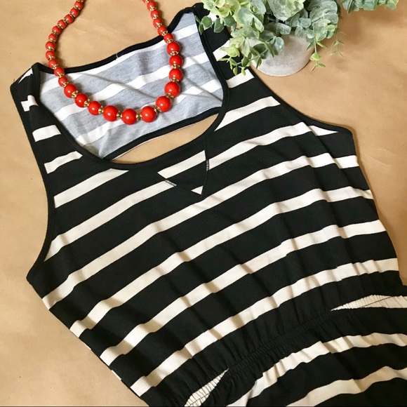 Black and Cream Striped Dress - Picture 1 of 3